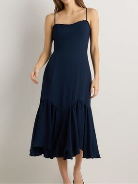 Quince Lightweight Crepe Pleated Hem Midi Dress XS